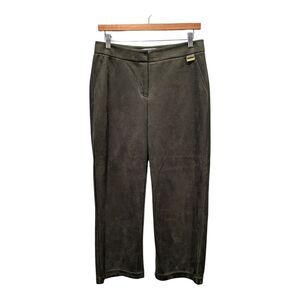 Marc New York Andrew Marc Olive Green Vegan Suede High Waist Capri Pants, 4